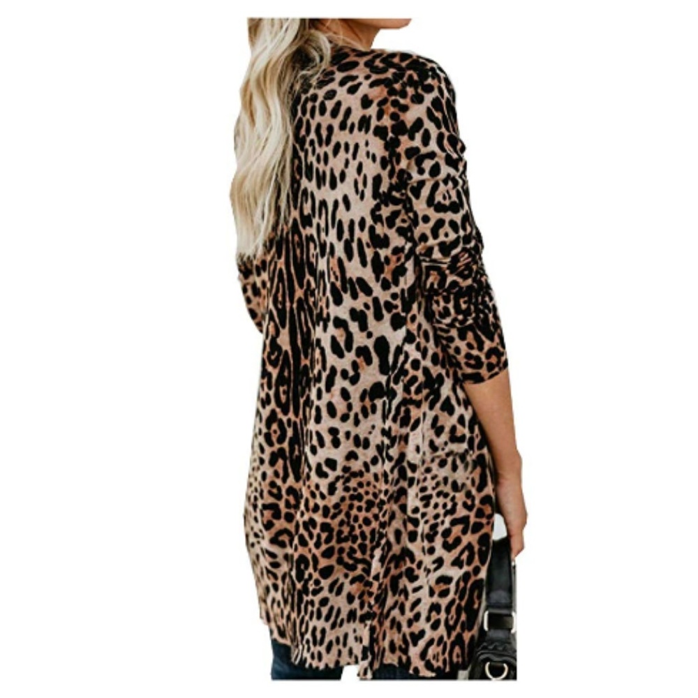 Women Leopard Printed Button Down Cardigans Shirt - Picture 3 of 5